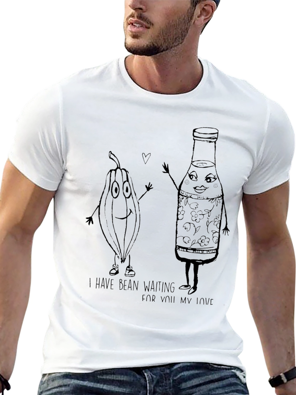 Funny Bean Waiting T-Shirt - Black