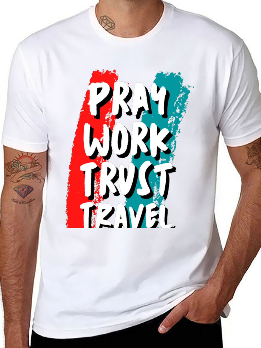 Pray Work Trust Travel Graphic Tee