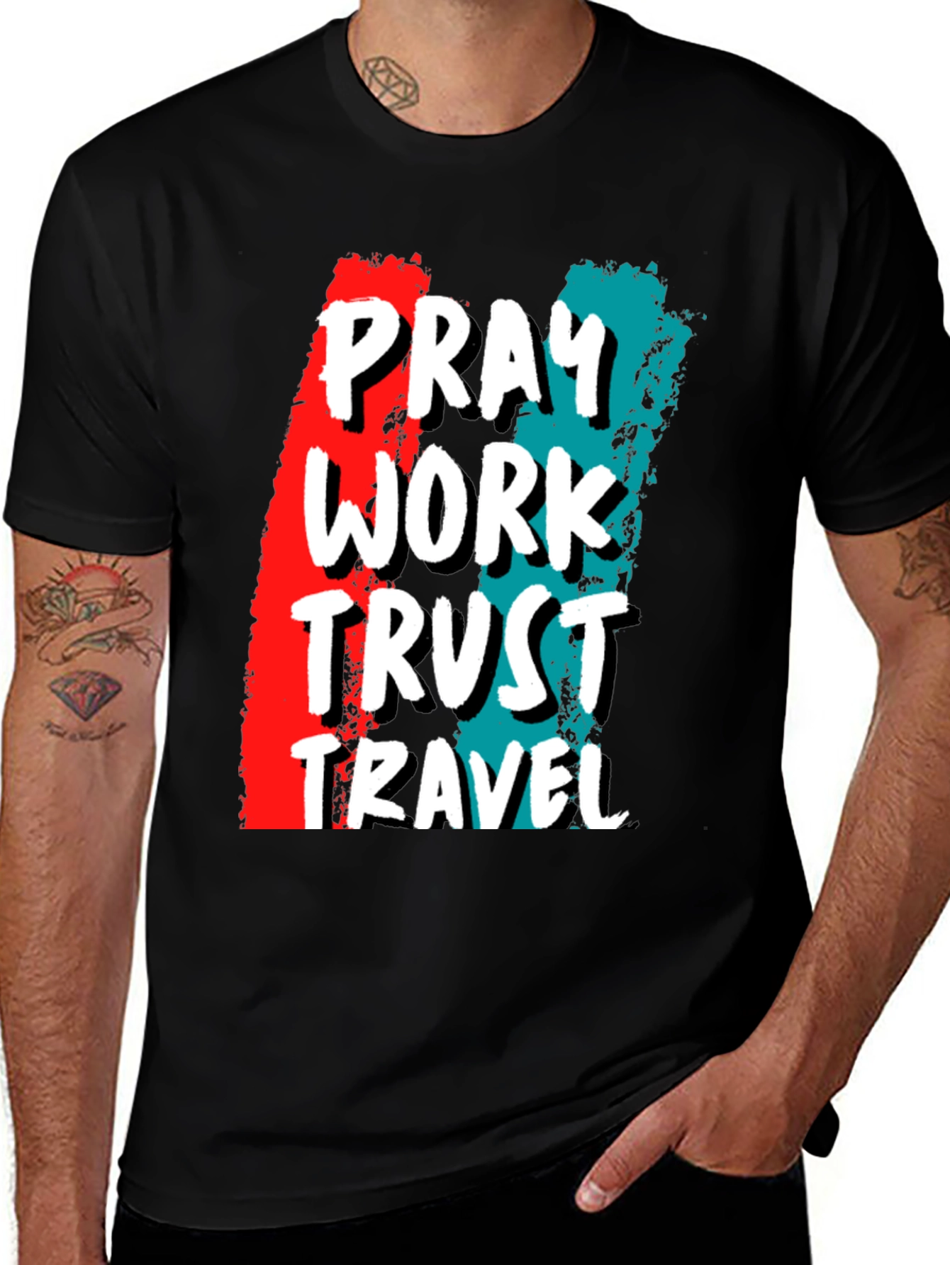 Pray Work Trust Travel Graphic Tee
