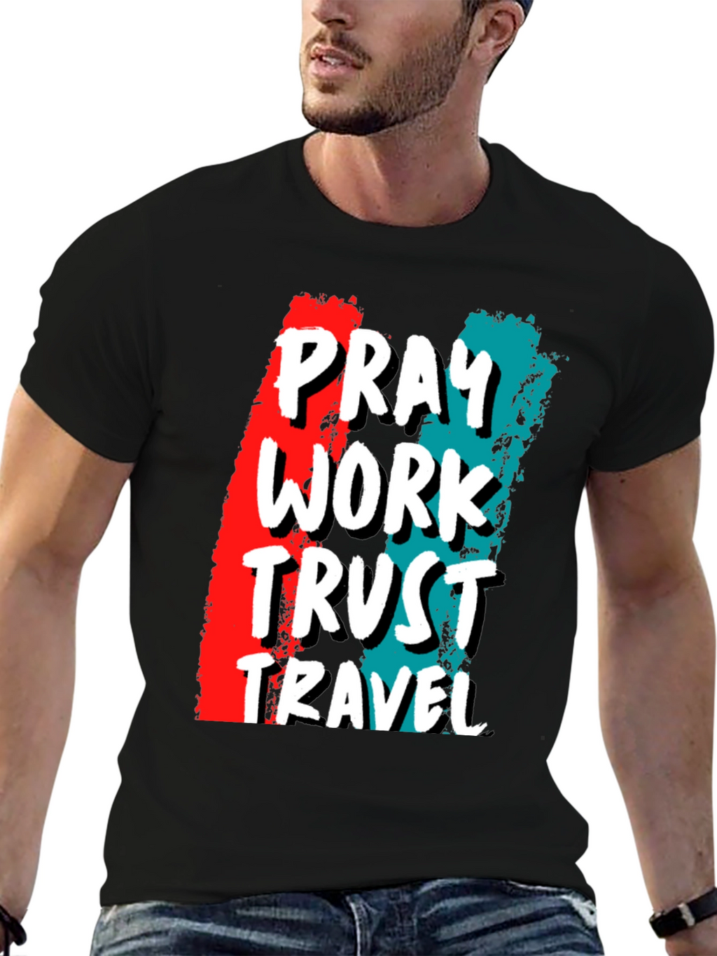Pray Work Trust Travel Graphic Tee