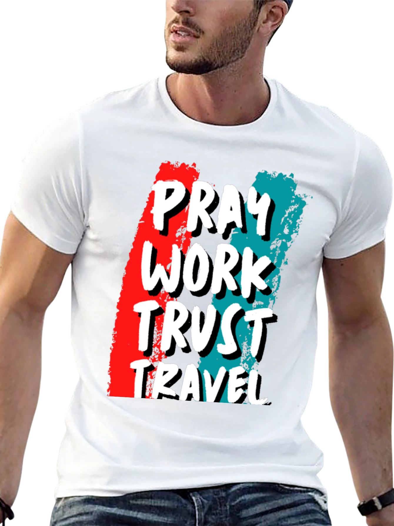 Pray Work Trust Travel Graphic Tee