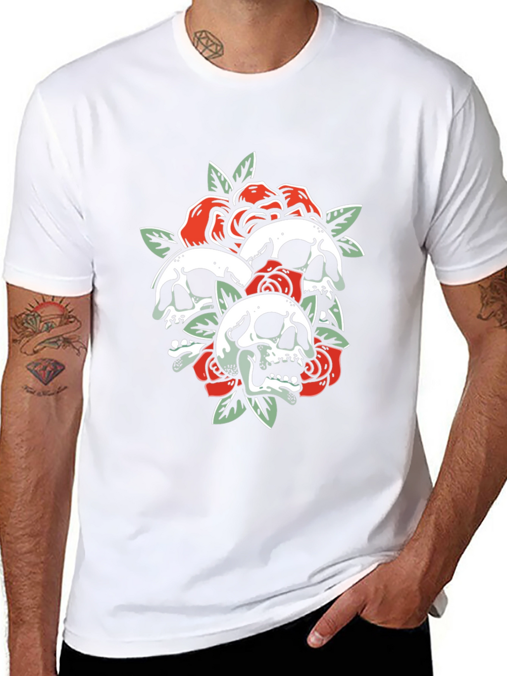 Skull & Roses Graphic Tee - Black T-Shirt