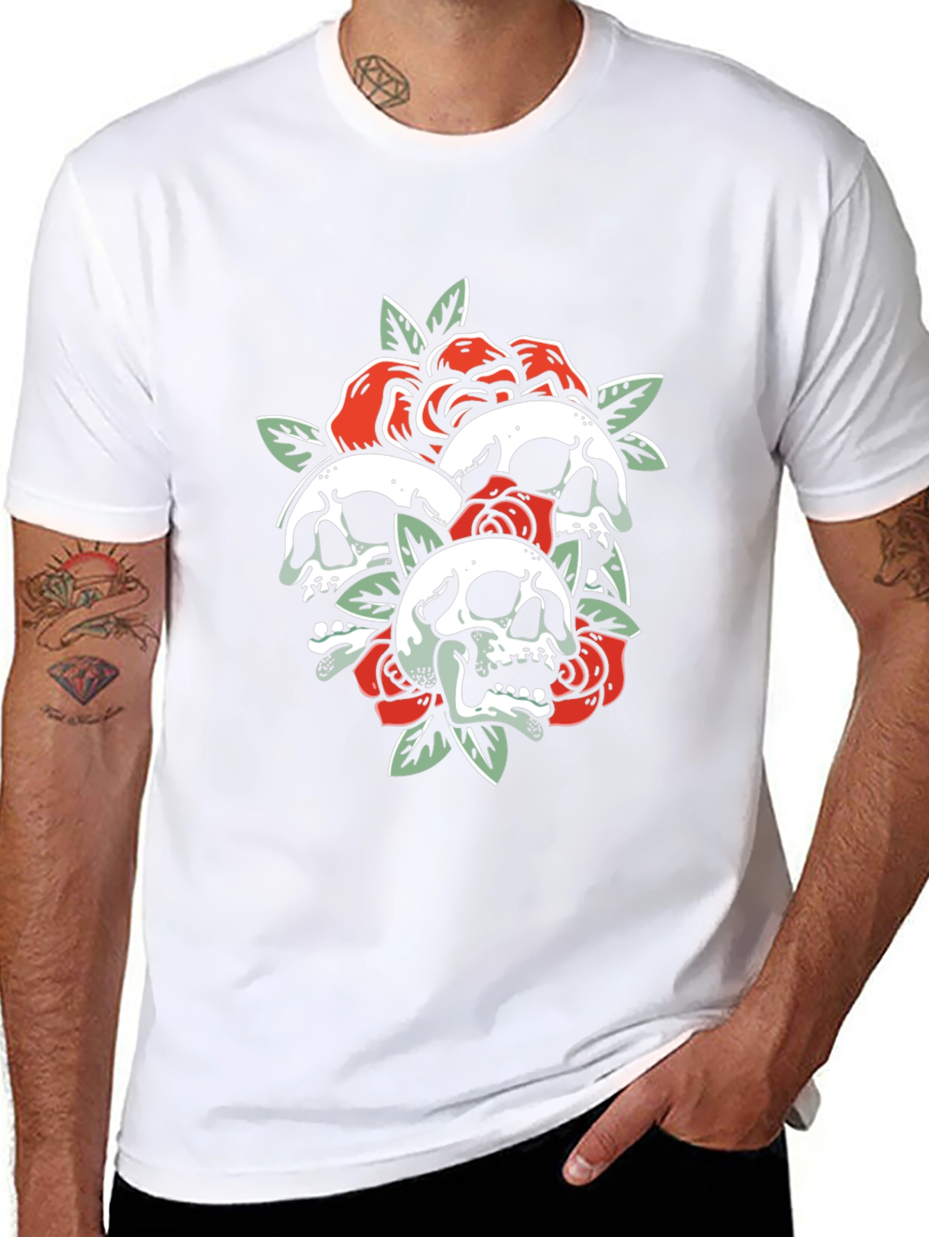 Skull & Roses Graphic Tee - Black T-Shirt