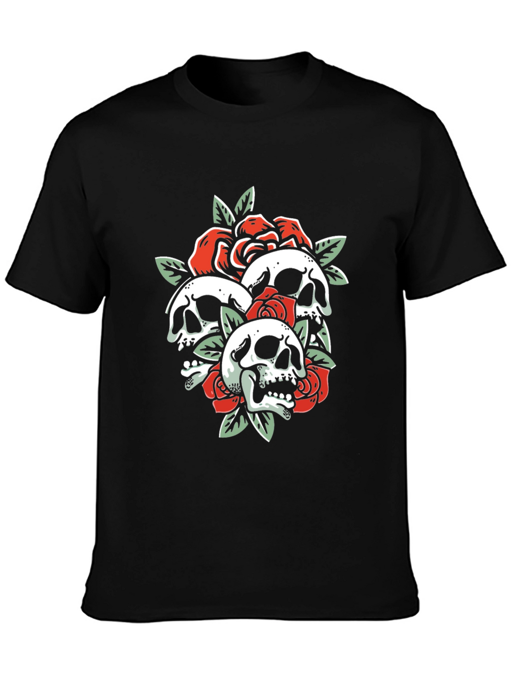 Skull & Roses Graphic Tee - Black T-Shirt