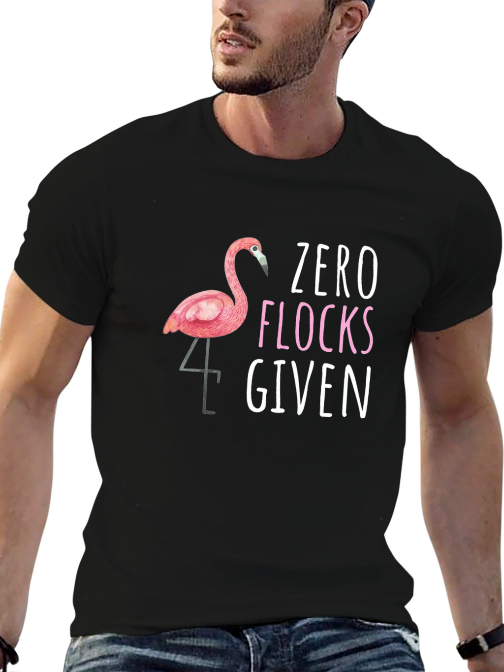 Zero Flocks Given T-Shirt Funny Flamingo Tee