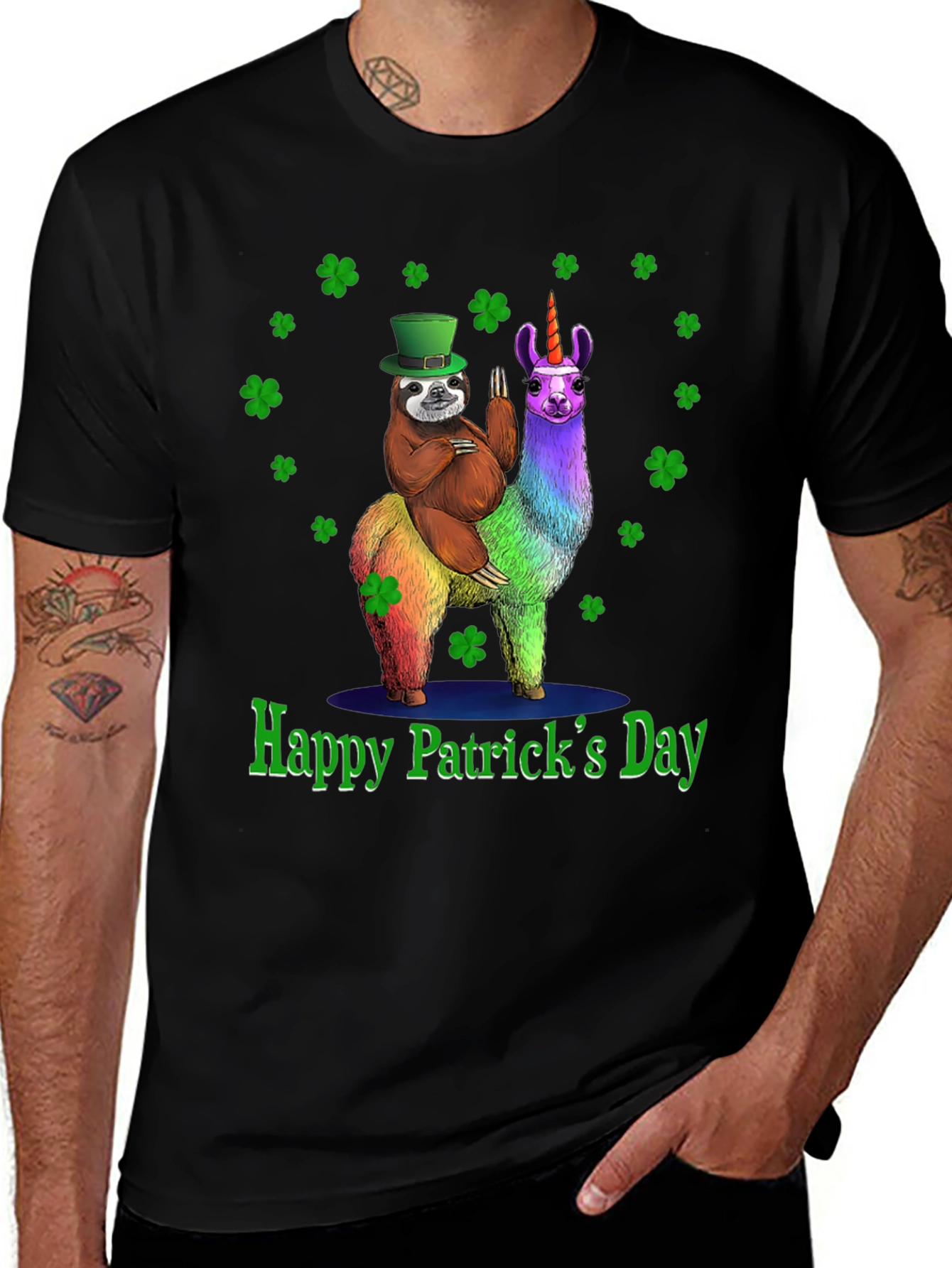 St. Patricks Day Sloth Llama Unicorn T-Shirt