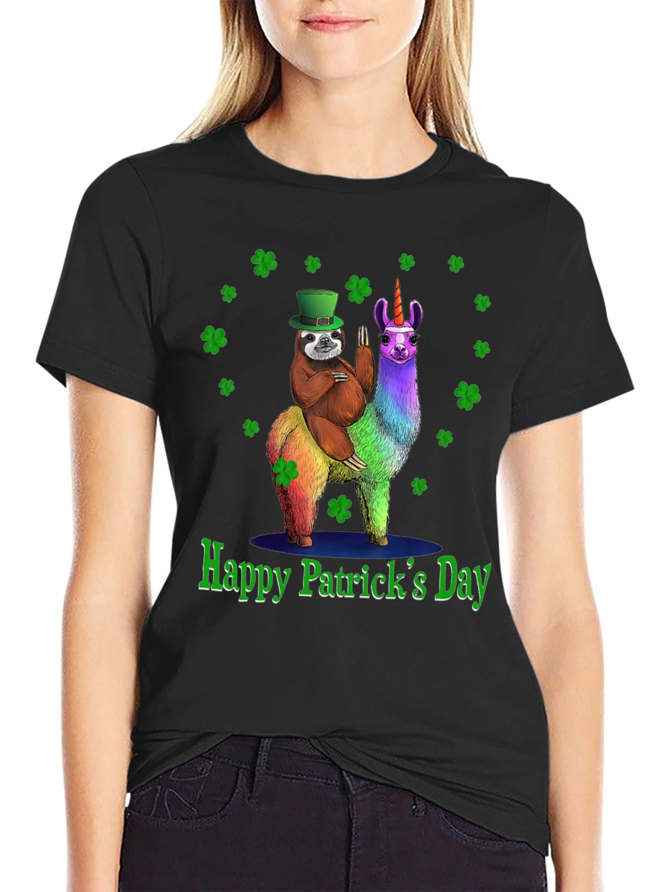 St. Patricks Day Sloth Llama Unicorn T-Shirt