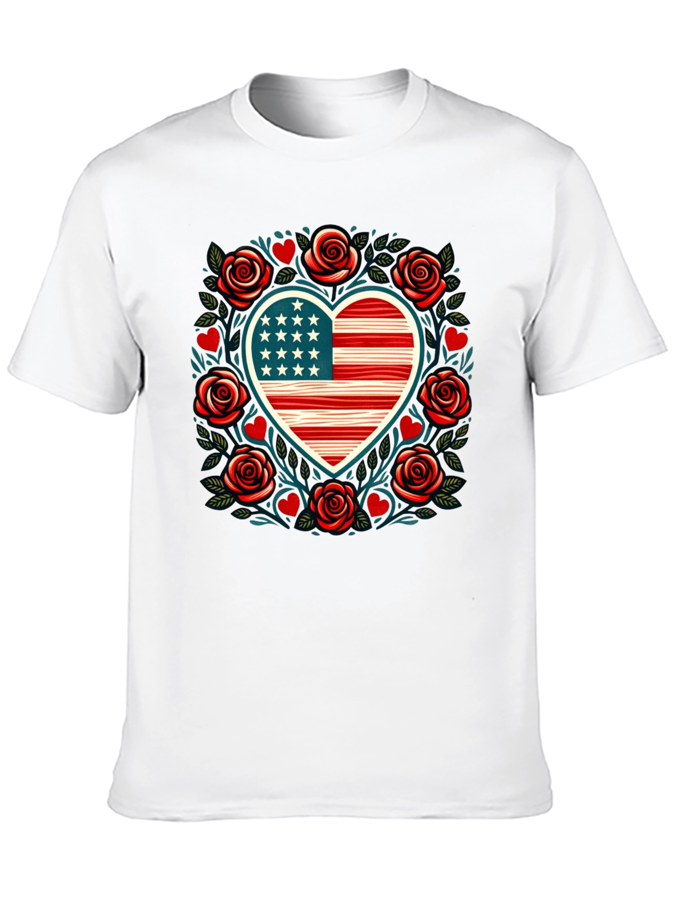 Patriotic Heart & Roses Tee