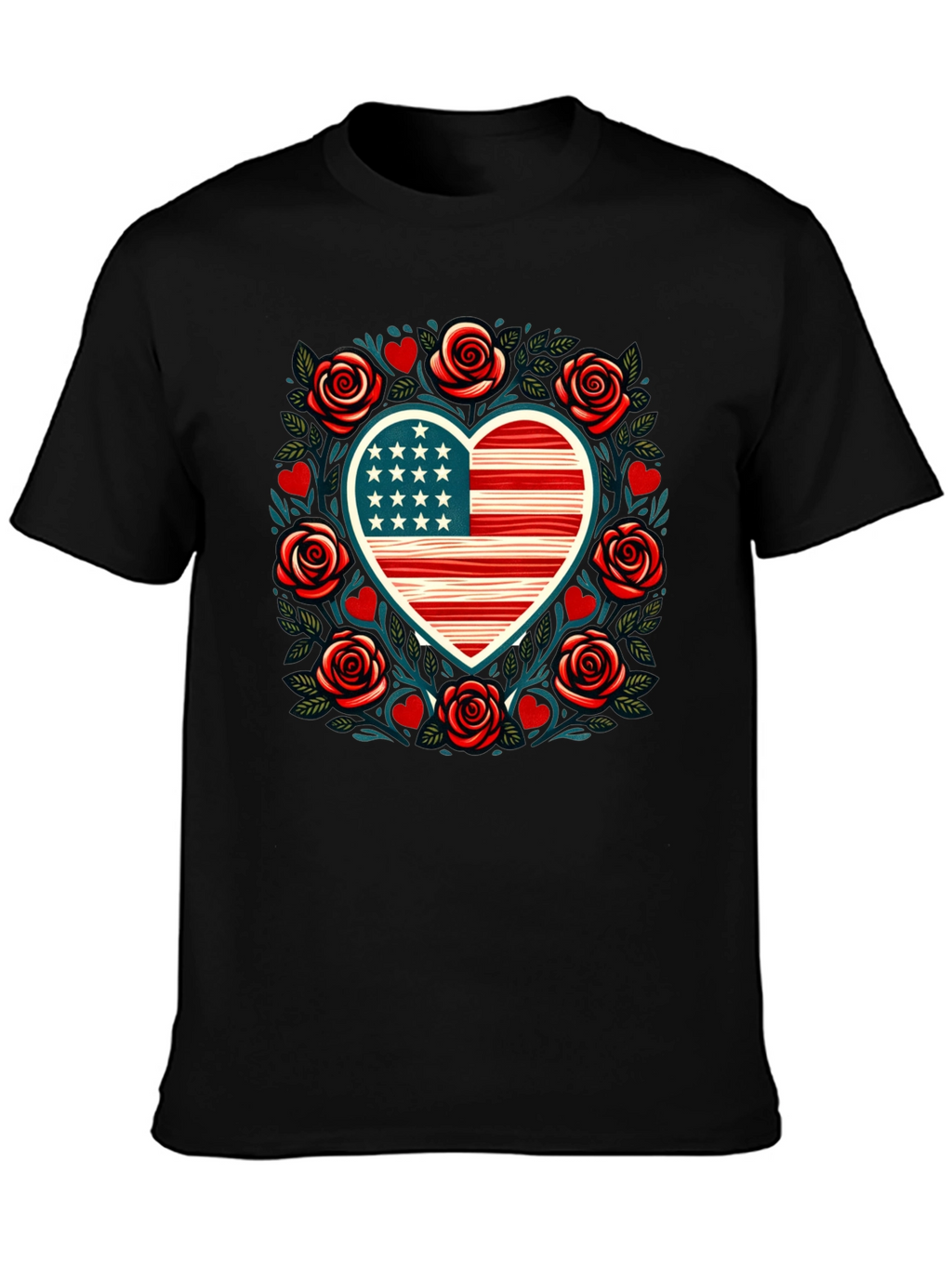 Patriotic Heart & Roses Tee