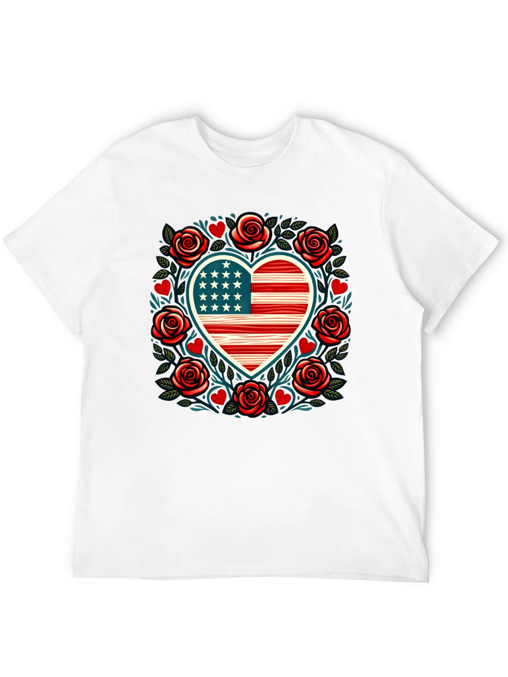 Patriotic Heart & Roses Tee