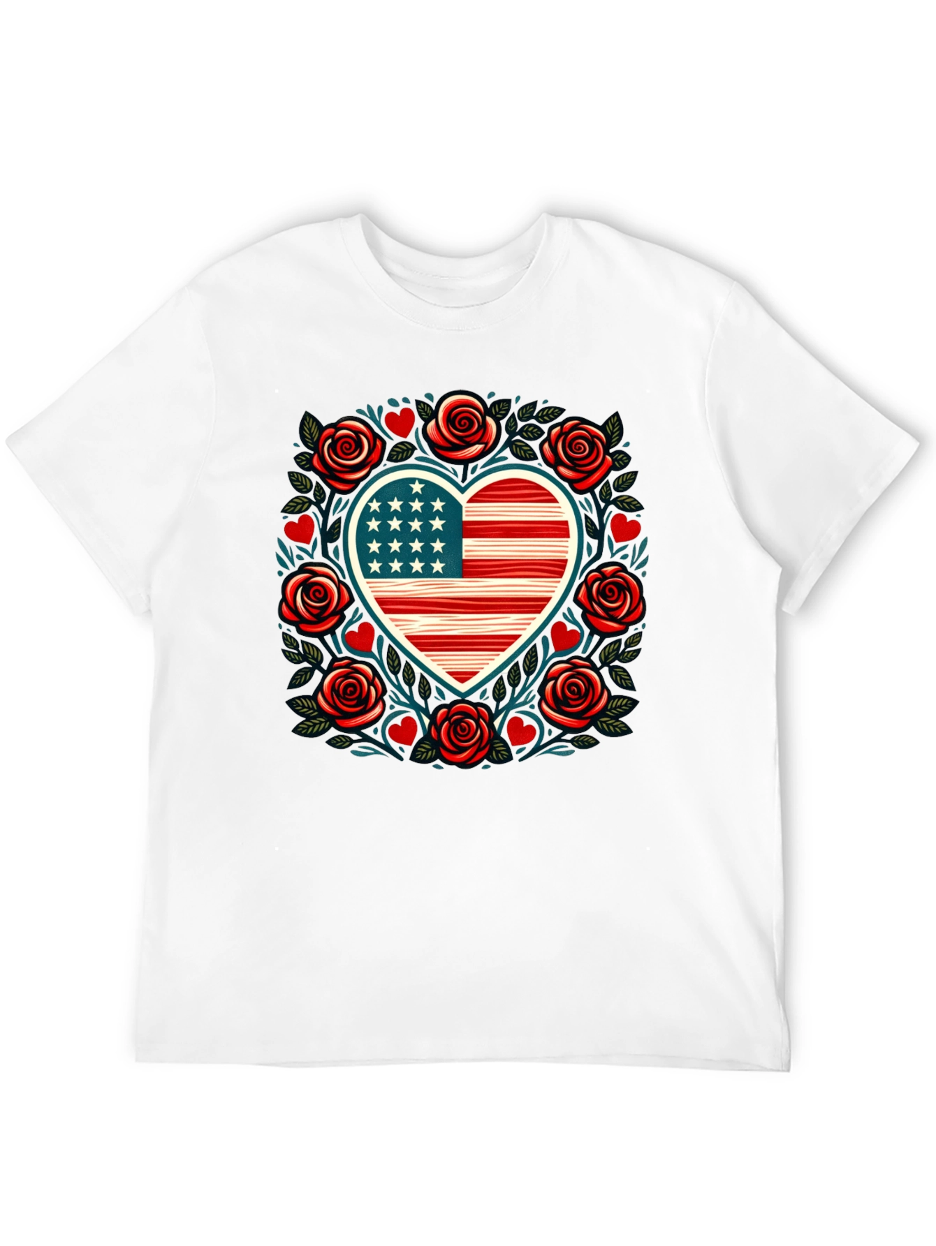Patriotic Heart & Roses Tee