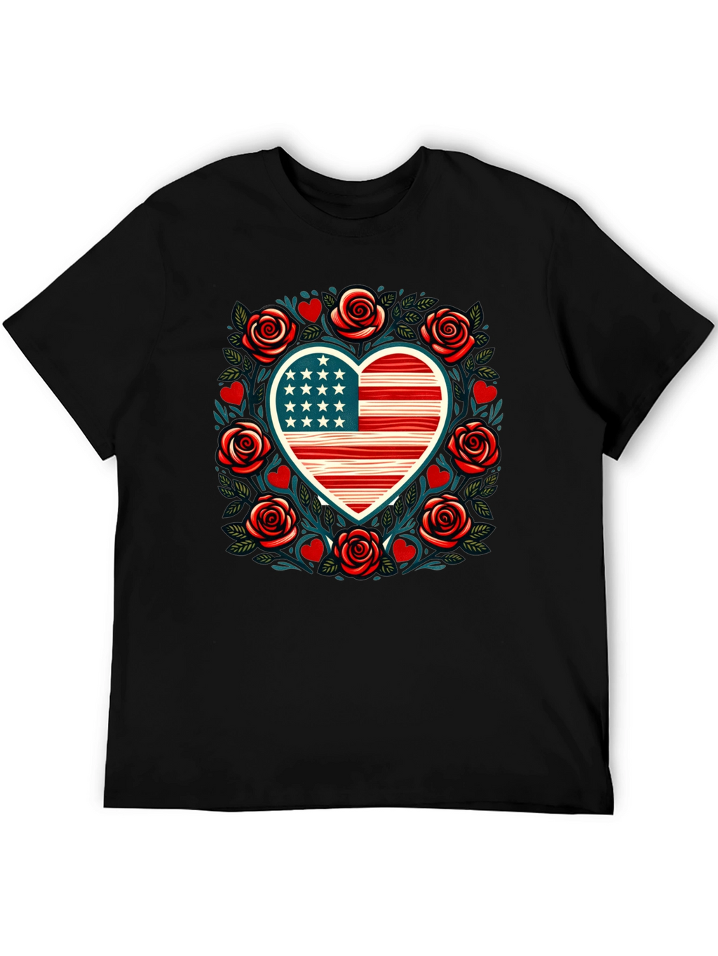 Patriotic Heart & Roses Tee