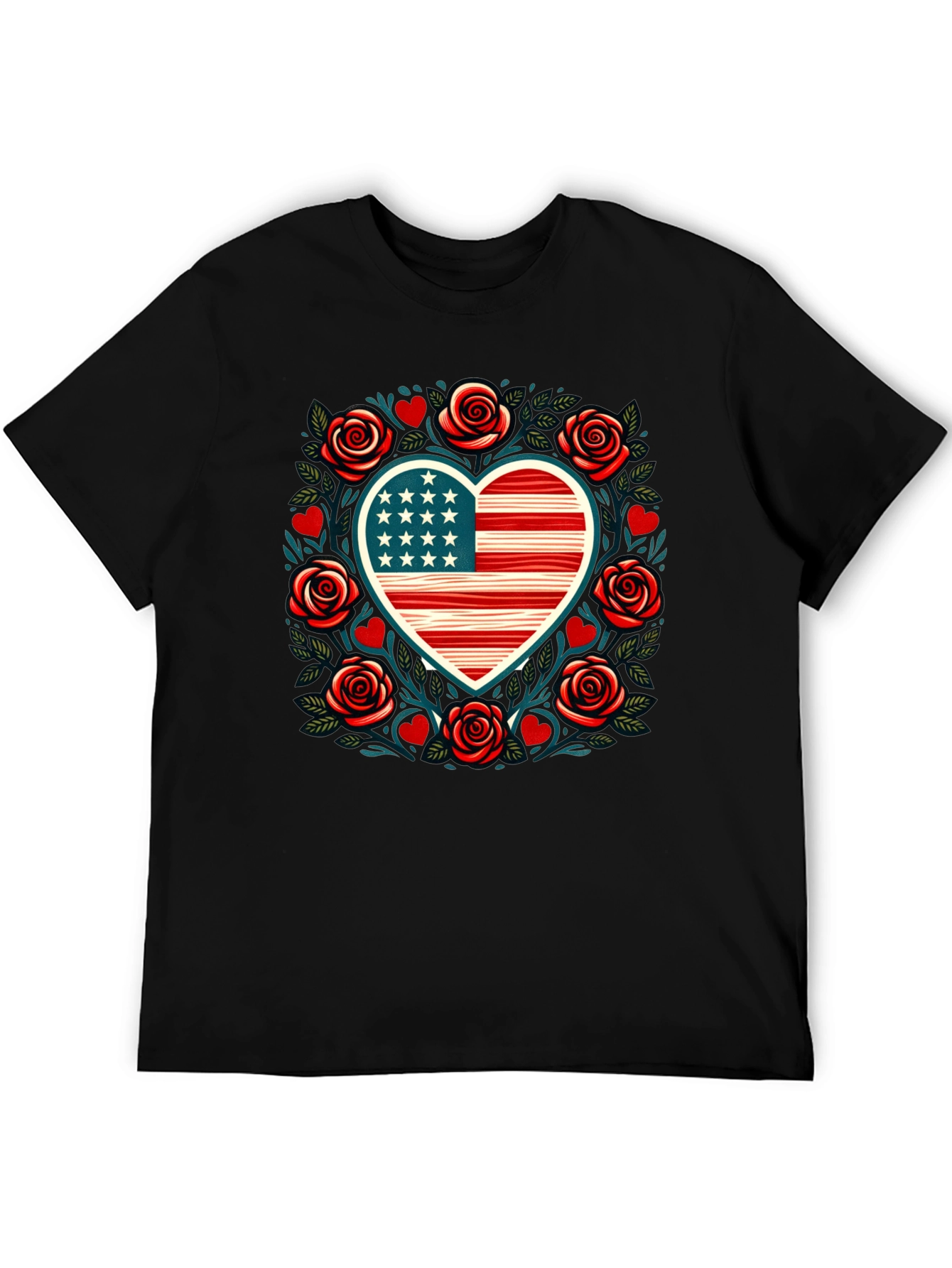 Patriotic Heart & Roses Tee