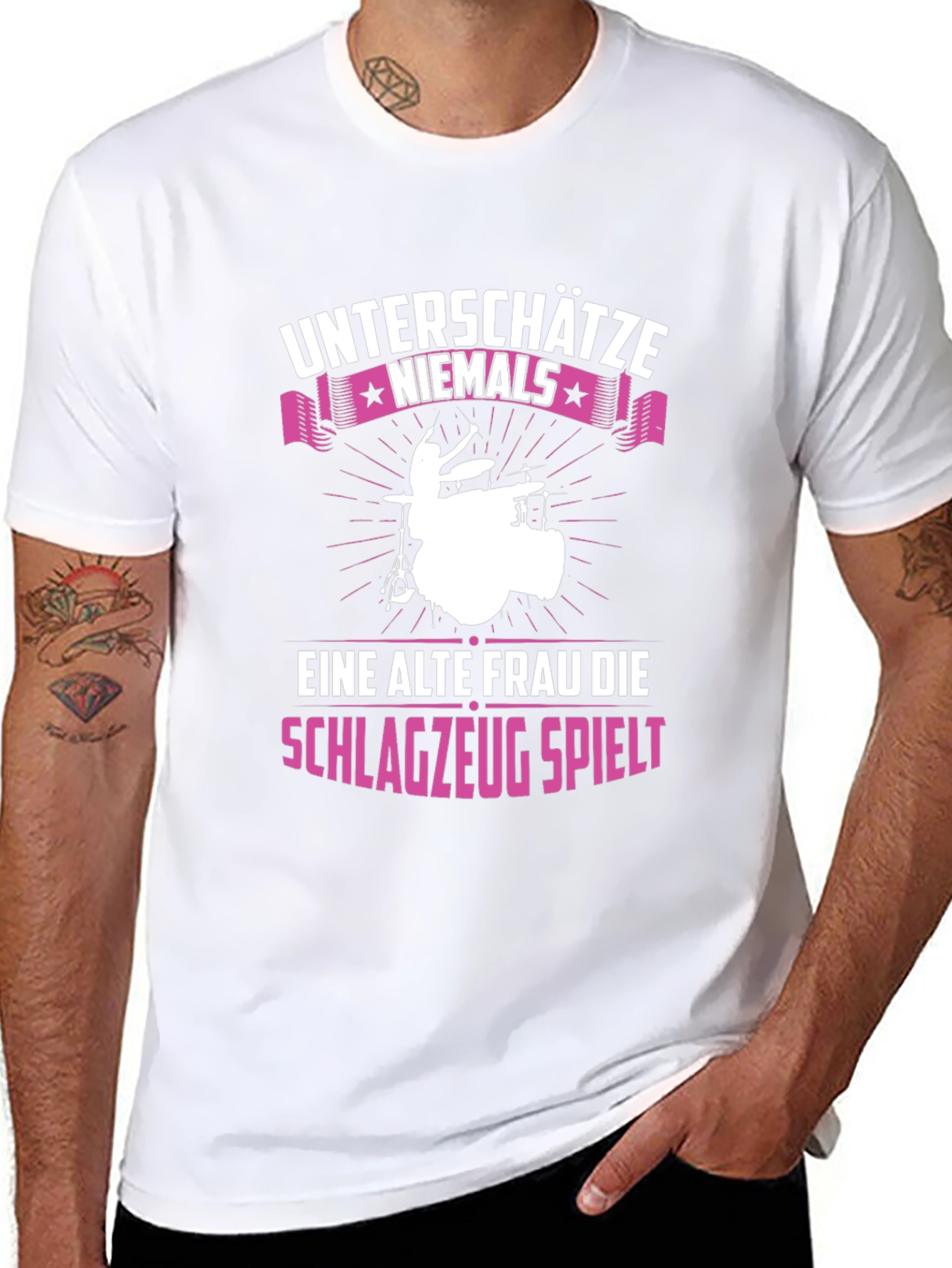 Unterschatze Niemals Drummer Graphic Tee
