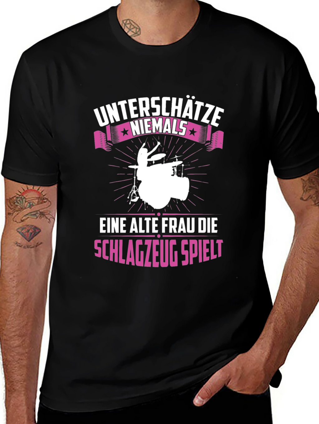 Unterschatze Niemals Drummer Graphic Tee