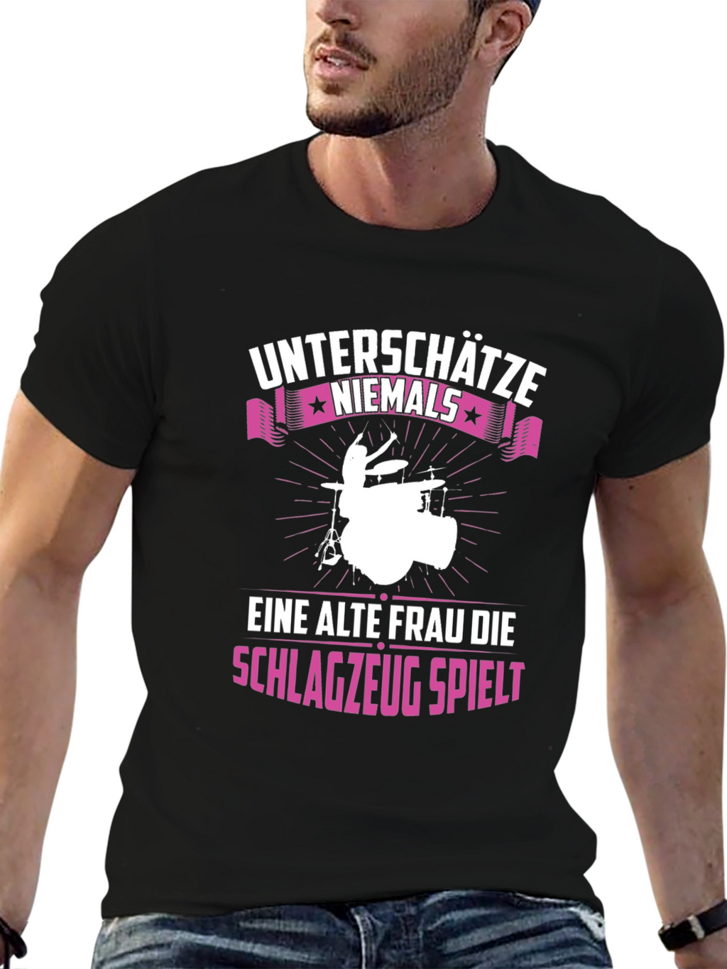 Unterschatze Niemals Drummer Graphic Tee