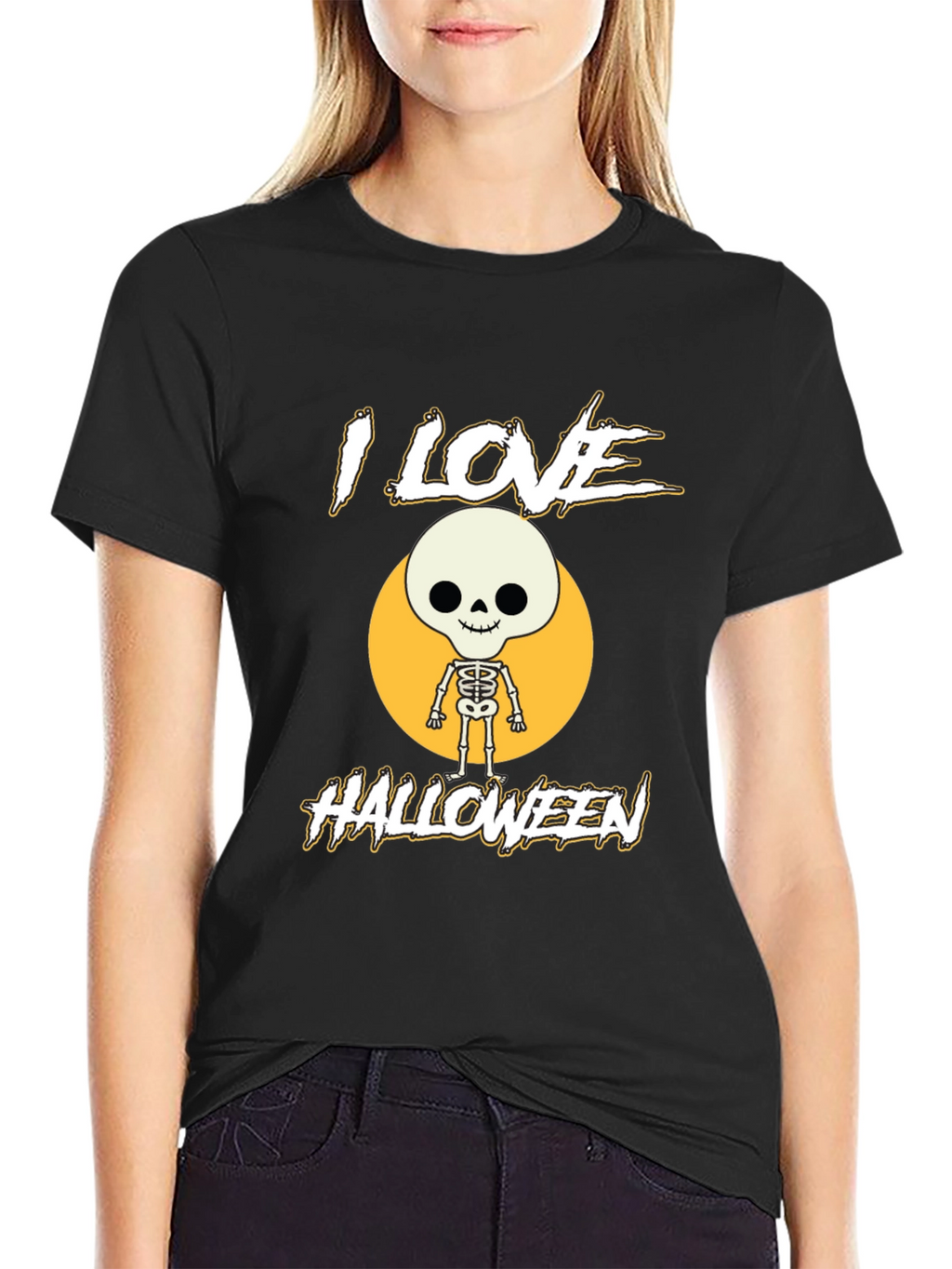 I Love Halloween Skeleton Graphic Tee