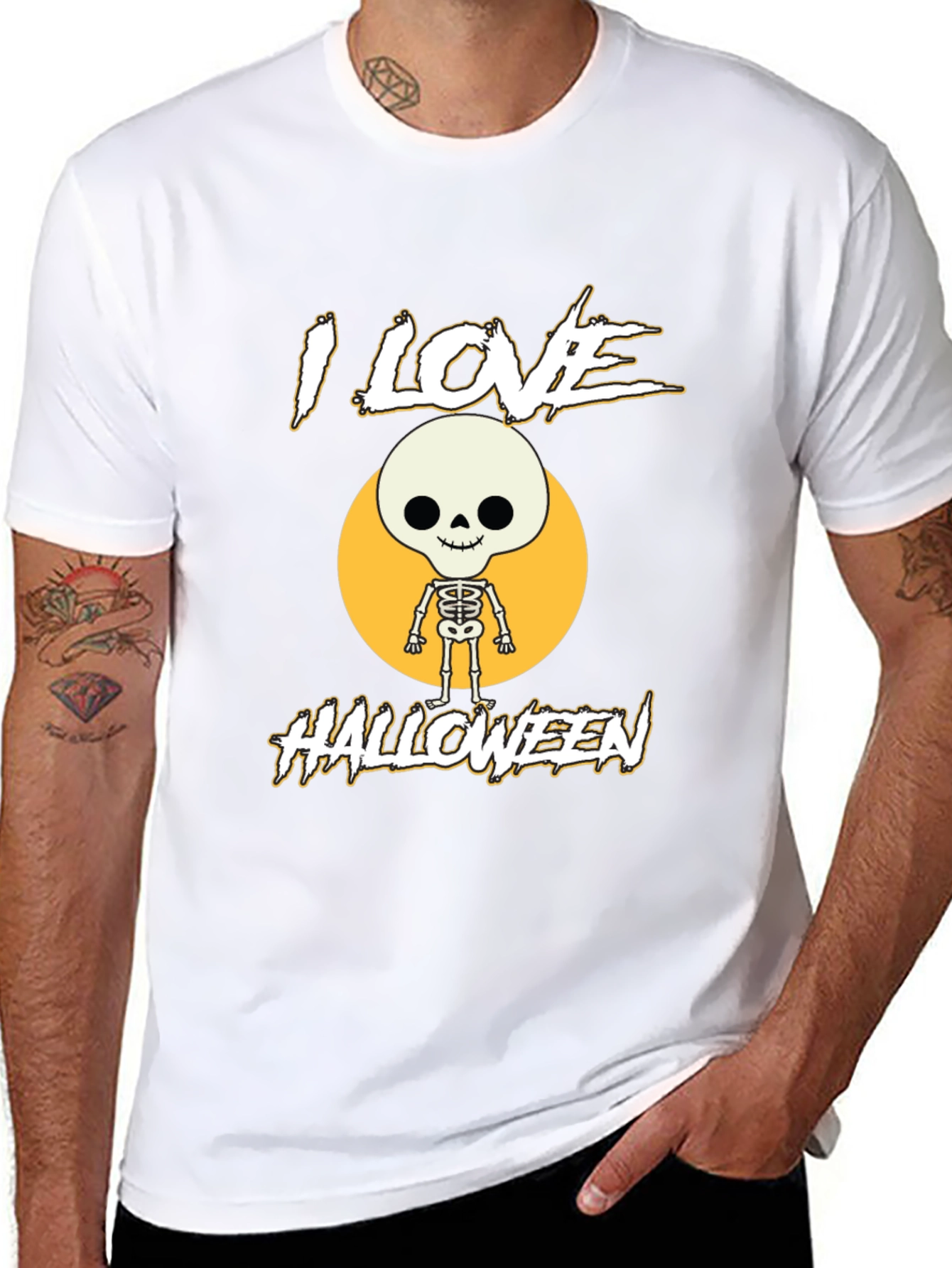 I Love Halloween Skeleton Graphic Tee