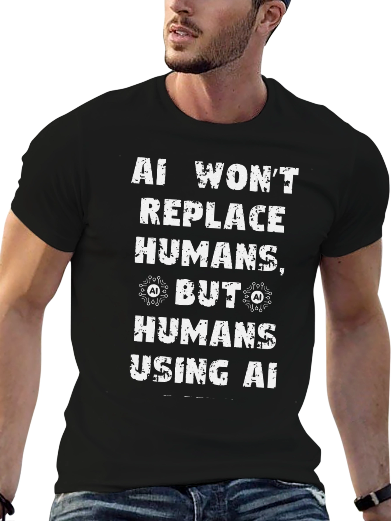 AI Humor Graphic Tee - Humans Using AI