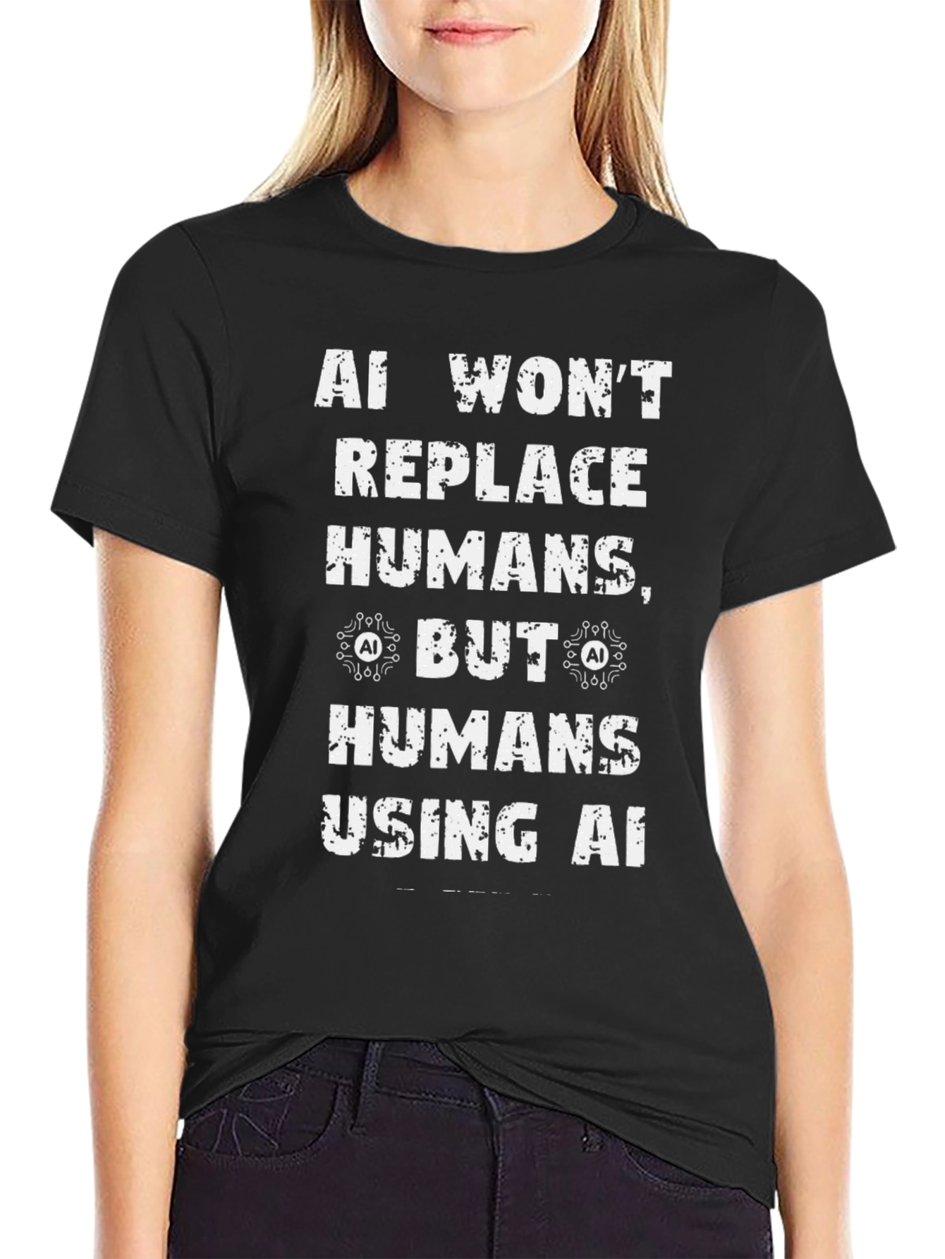 AI Humor Graphic Tee - Humans Using AI
