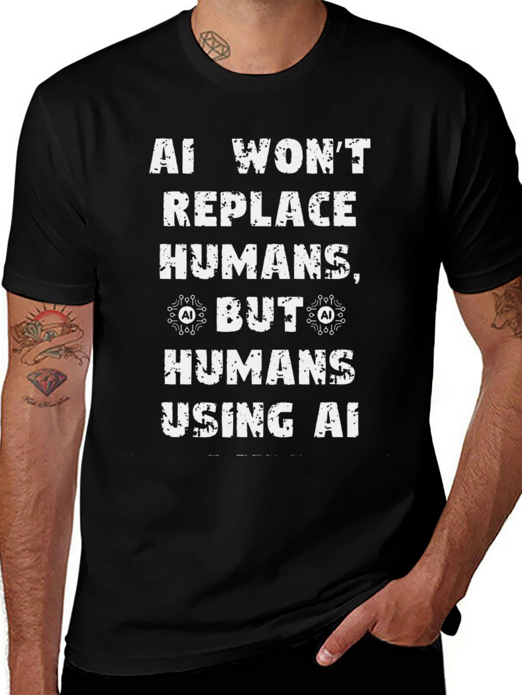 AI Humor Graphic Tee - Humans Using AI