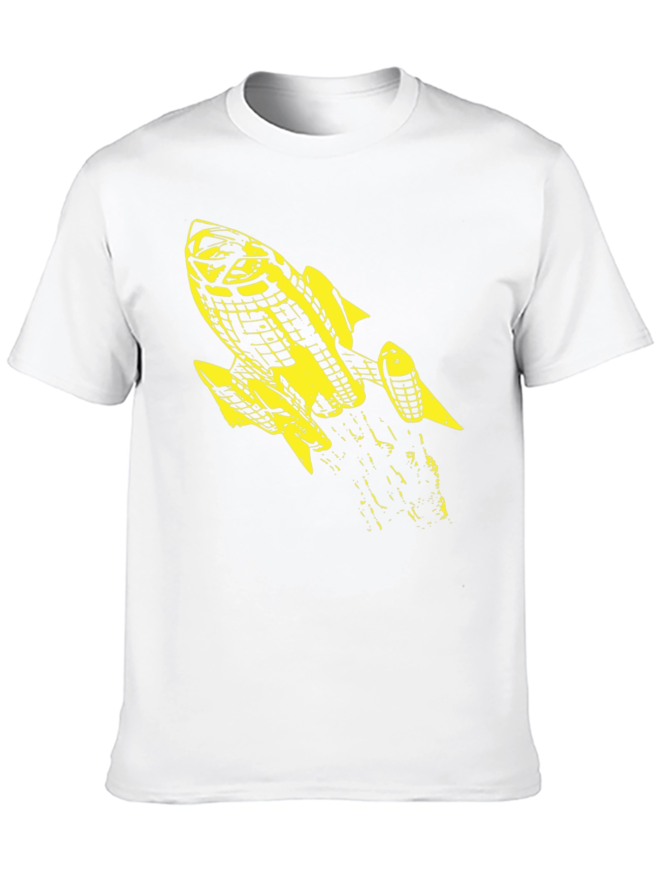Retro Rocket Graphic Tee - Black Cotton T-Shirt