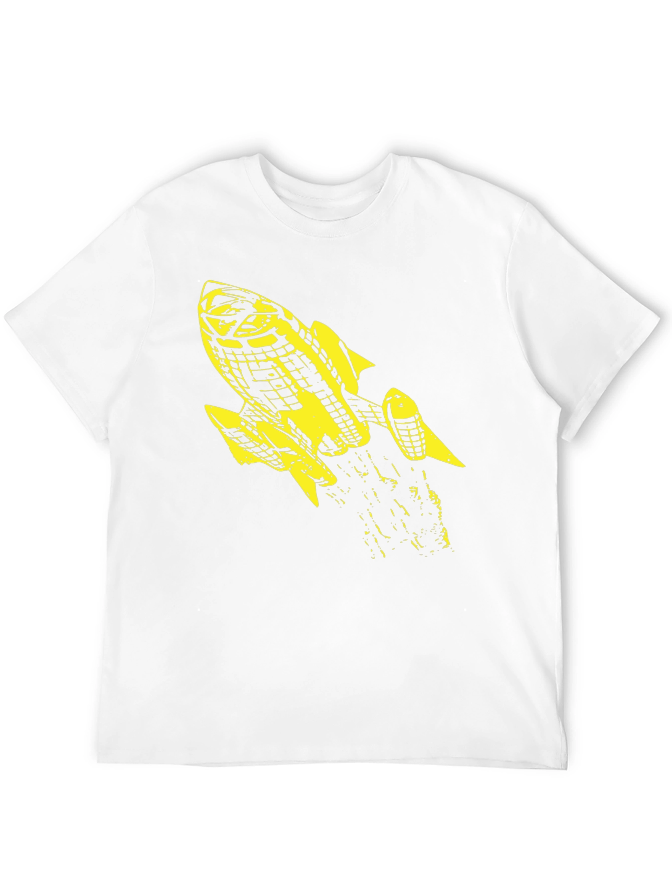 Retro Rocket Graphic Tee - Black Cotton T-Shirt
