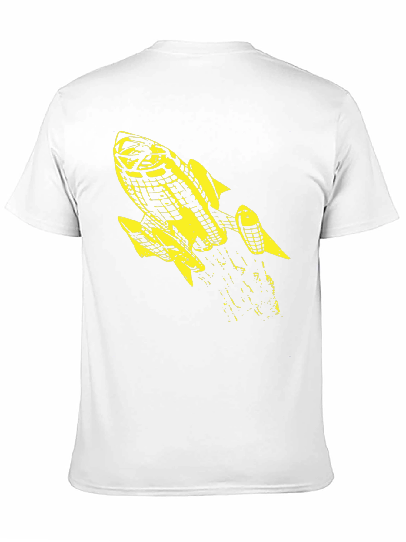 Retro Rocket Graphic Tee - Black Cotton T-Shirt