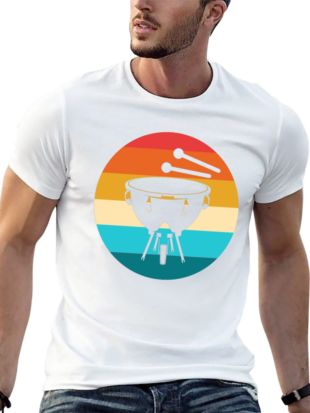 Retro Timpani Drummer Black T-Shirt