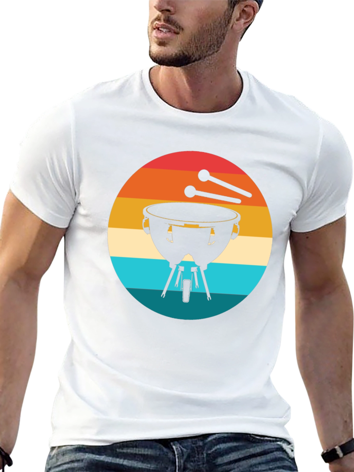 Retro Timpani Drummer Black T-Shirt