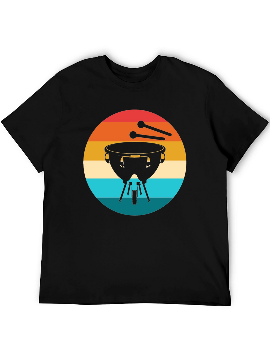 Retro Timpani Drummer Black T-Shirt