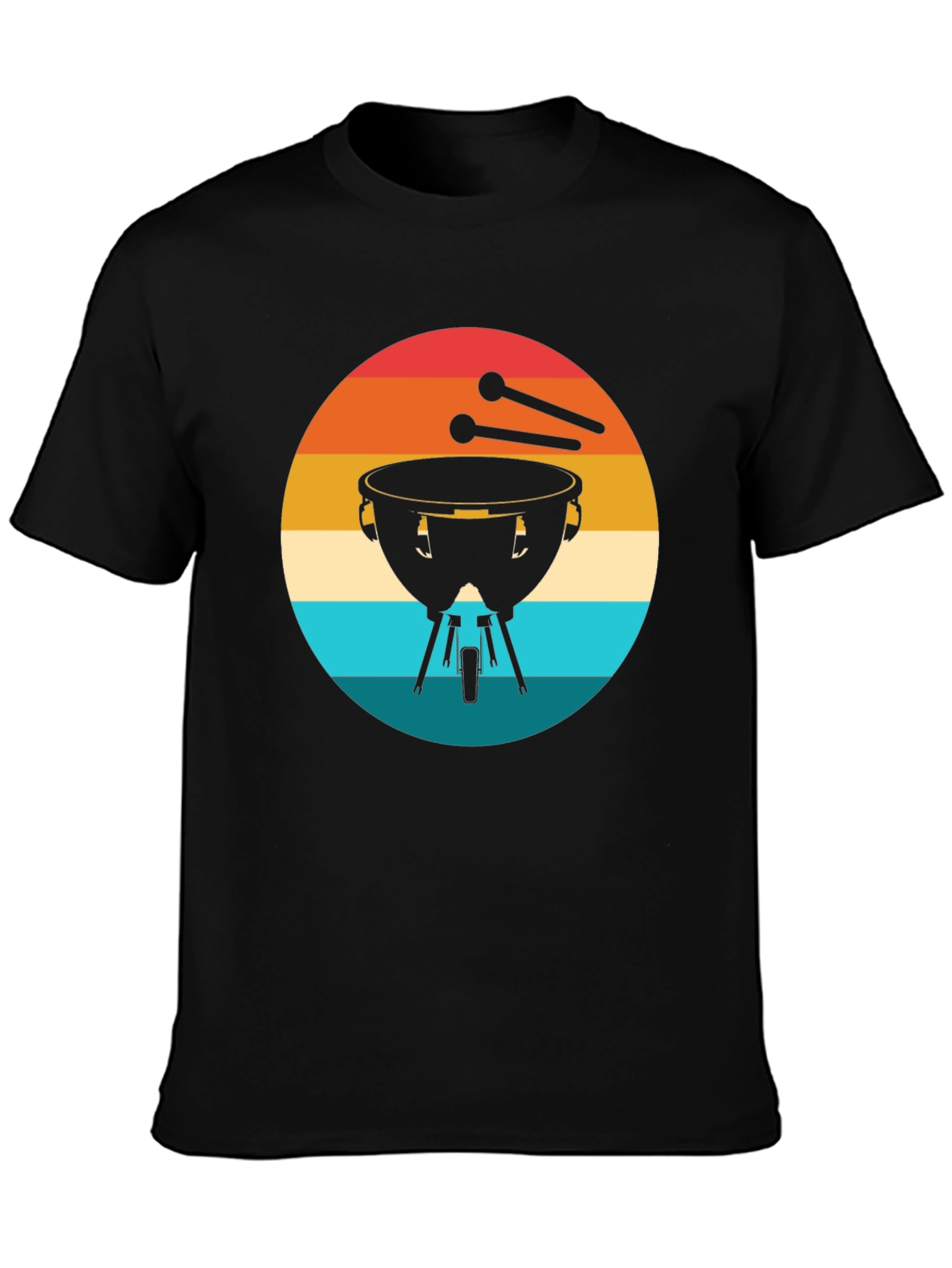 Retro Timpani Drummer Black T-Shirt