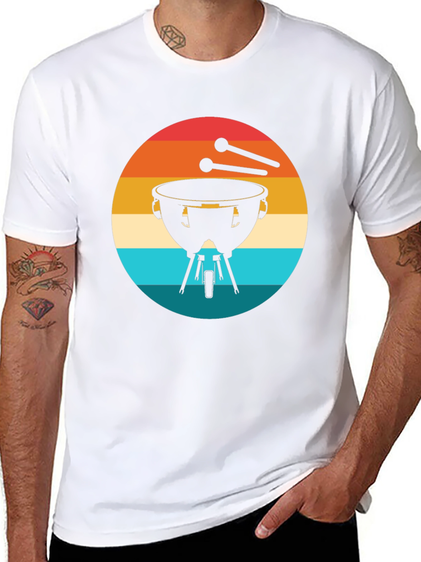 Retro Timpani Drummer Black T-Shirt