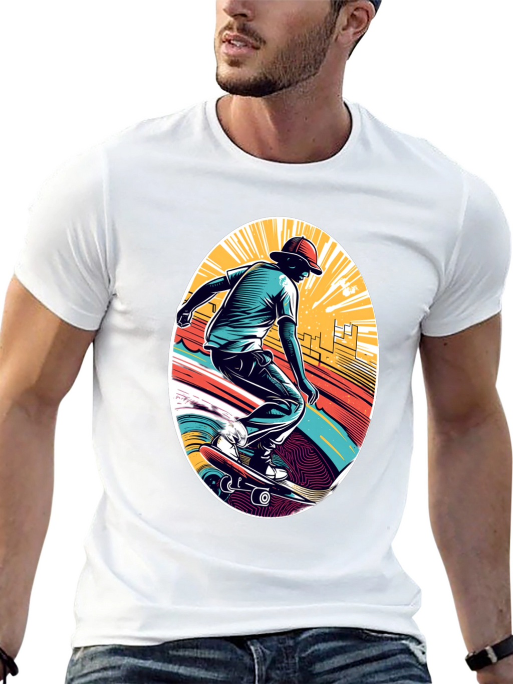 Skateboarder Graphic Black T-Shirt