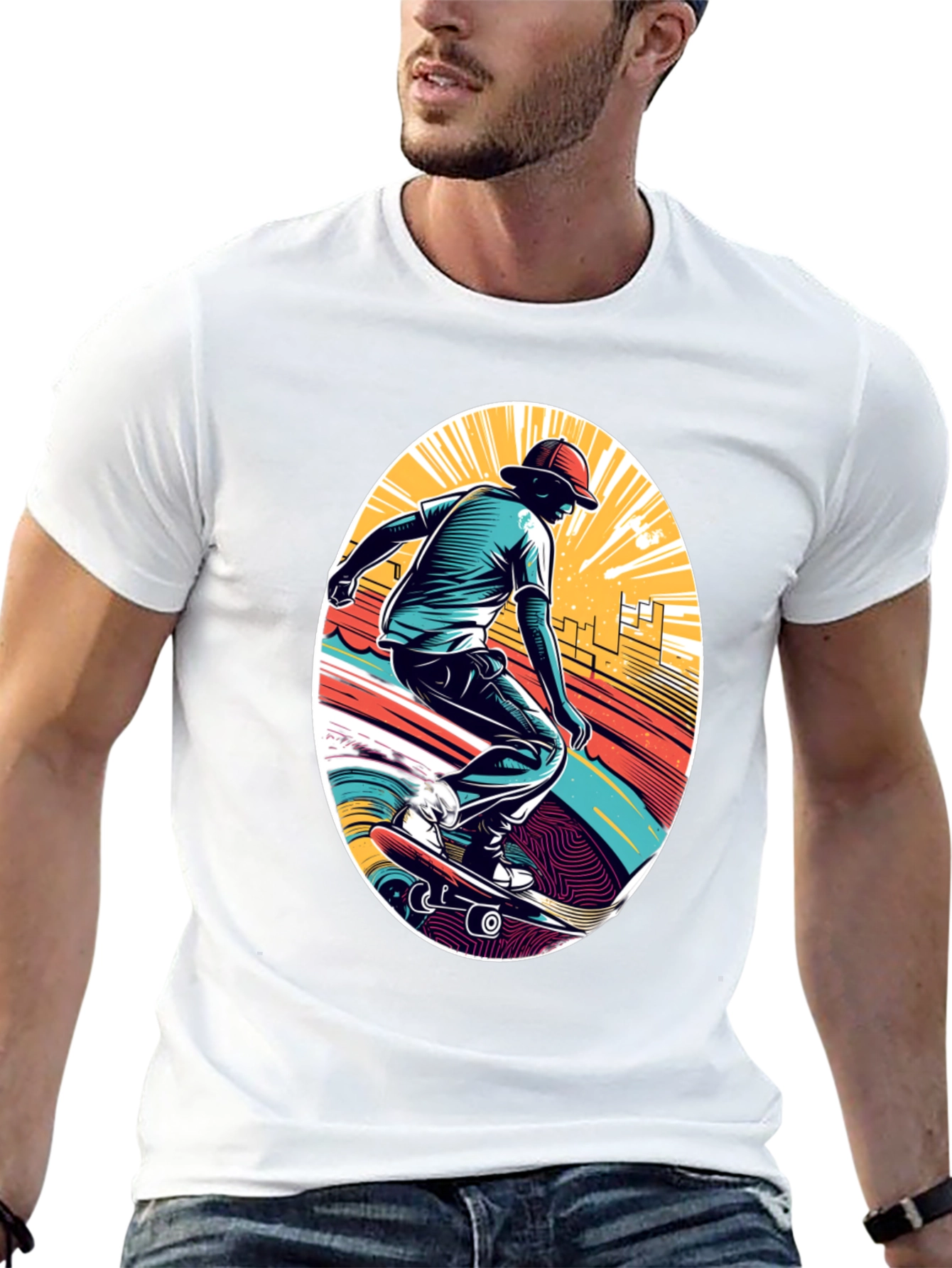 Skateboarder Graphic Black T-Shirt