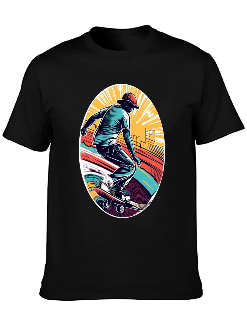 Skateboarder Graphic Black T-Shirt
