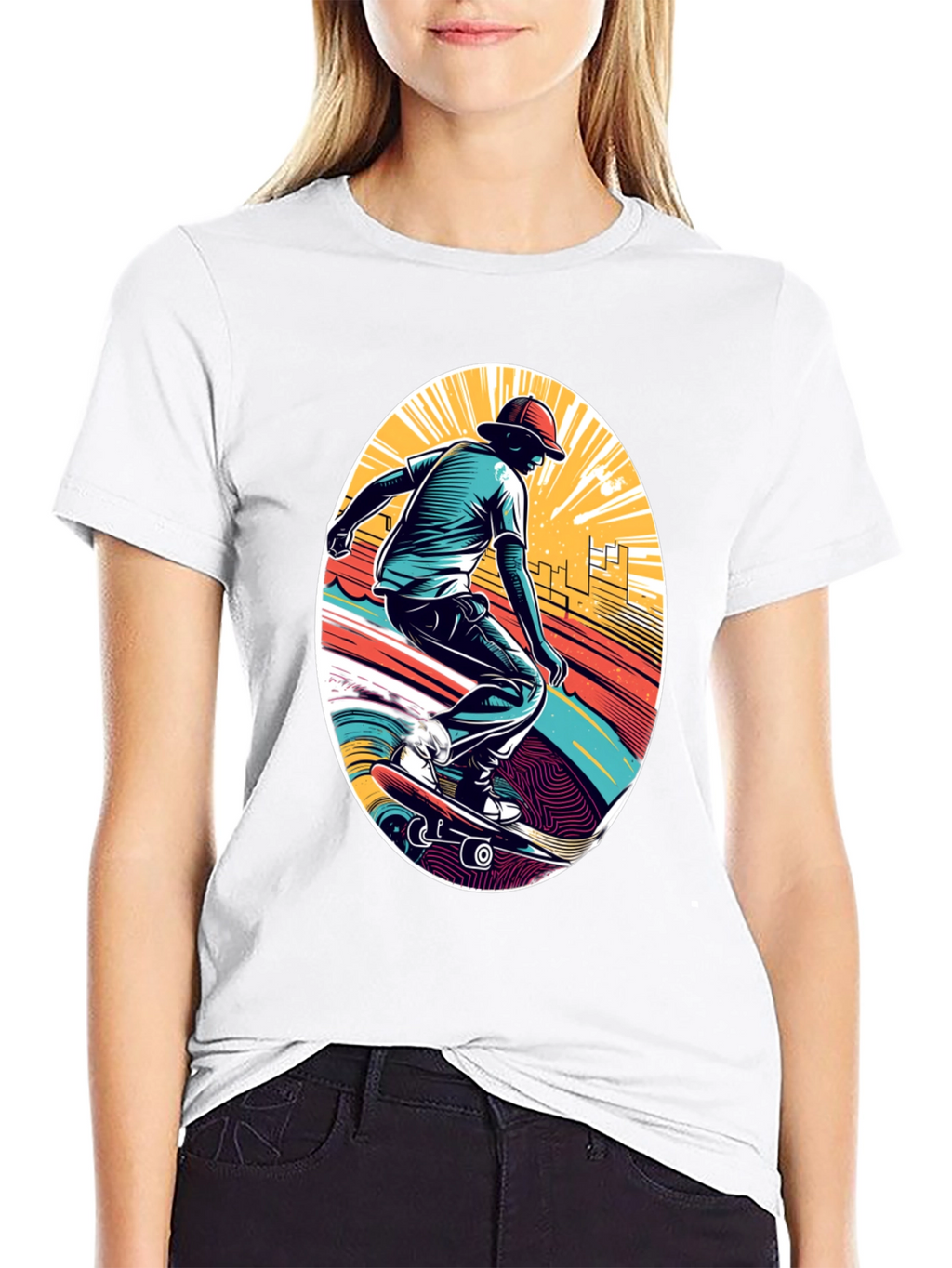 Skateboarder Graphic Black T-Shirt