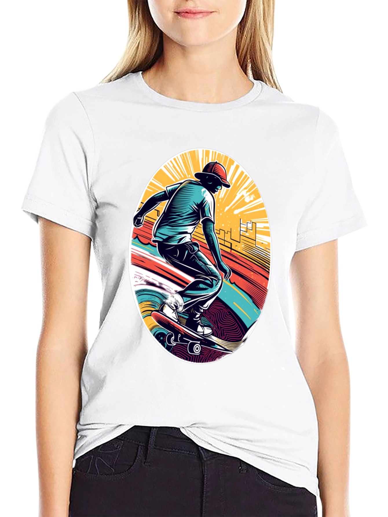 Skateboarder Graphic Black T-Shirt