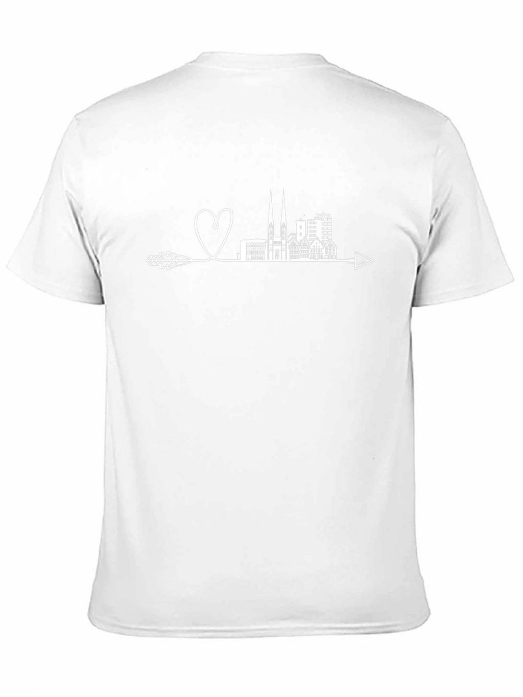 Cityscape Heart Arrow Tee - Black Graphic T-Shirt