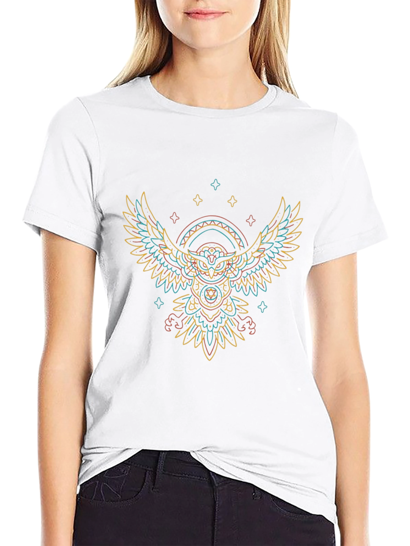 Abstract Owl Graphic Print T-Shirt