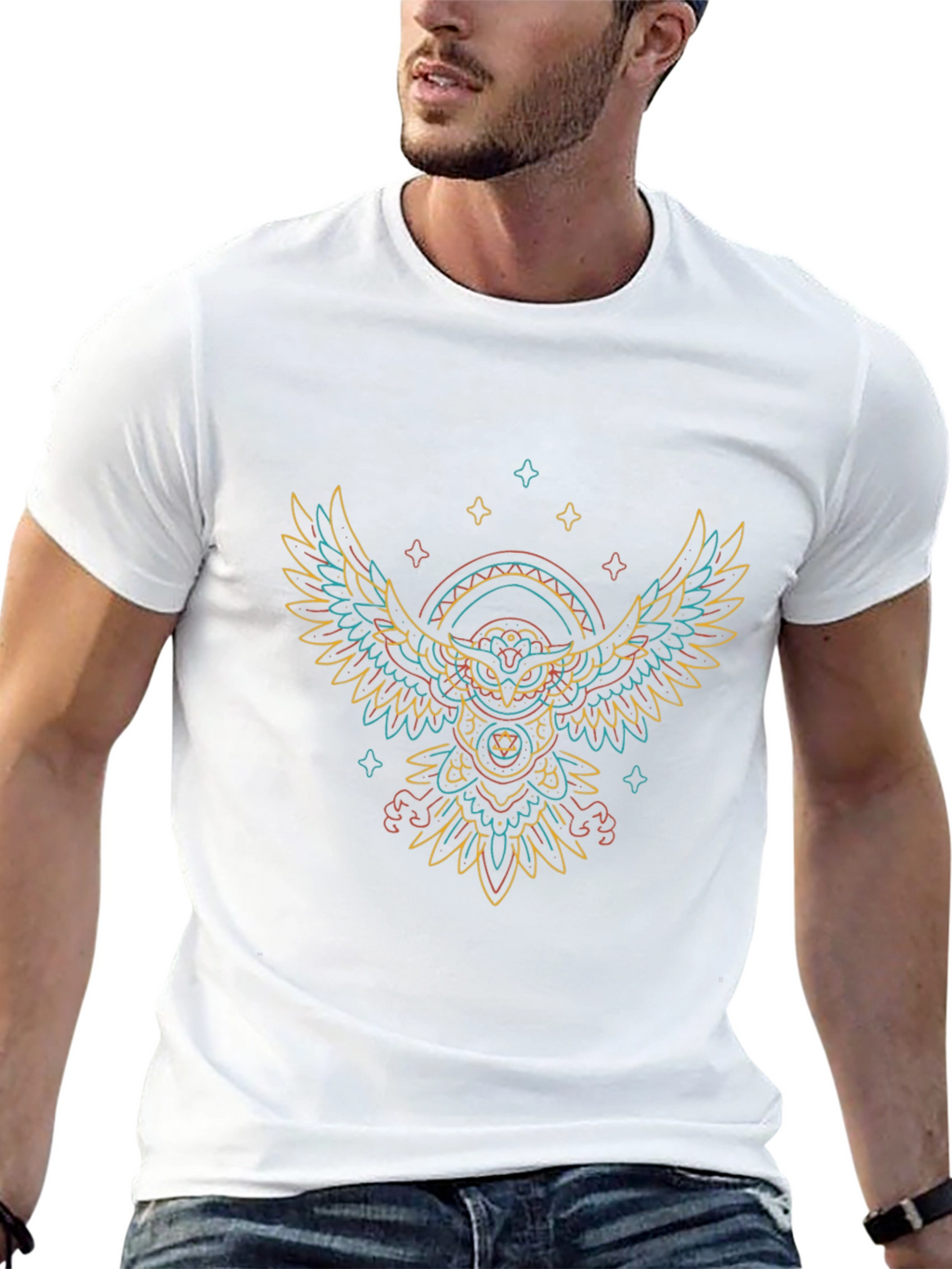Abstract Owl Graphic Print T-Shirt