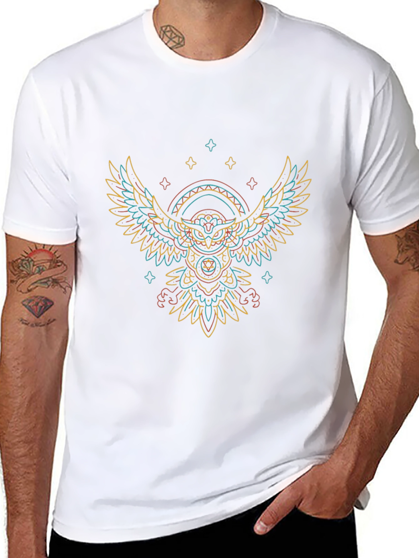 Abstract Owl Graphic Print T-Shirt