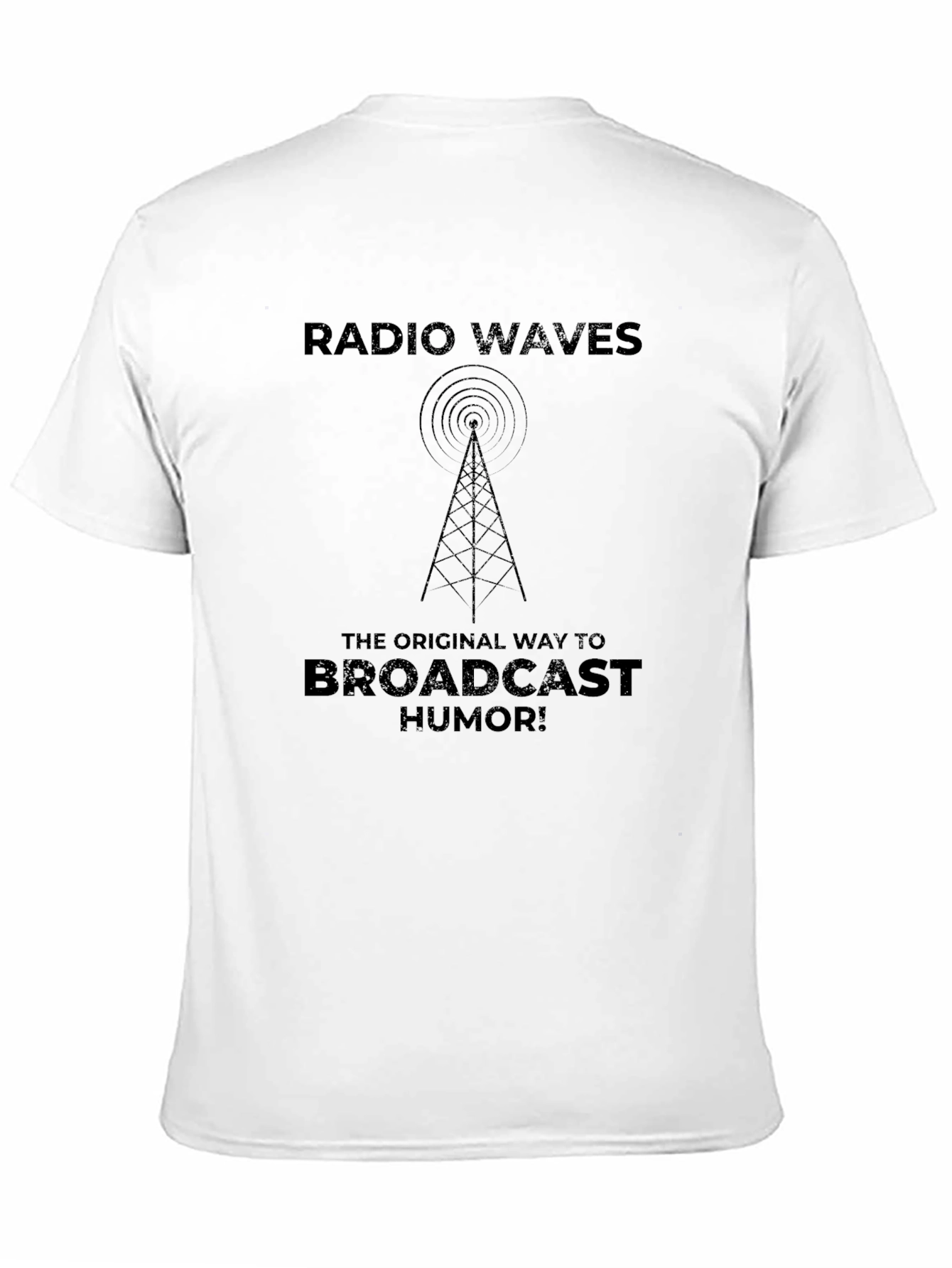Radio Waves Broadcast Humor Graphic Tee - Black