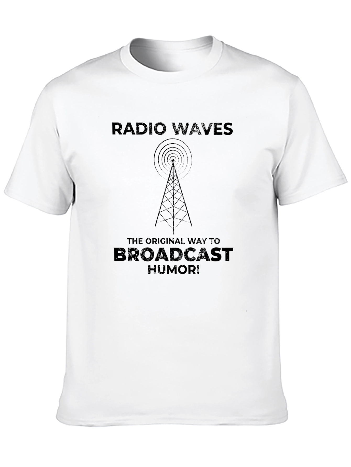 Radio Waves Broadcast Humor Graphic Tee - Black