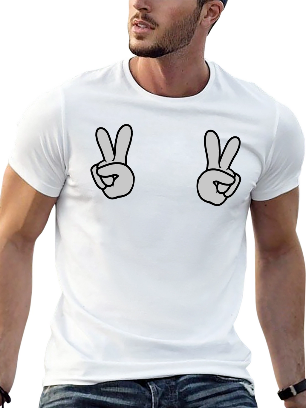 Peace Sign Graphic Tee - Black Casual Shirt