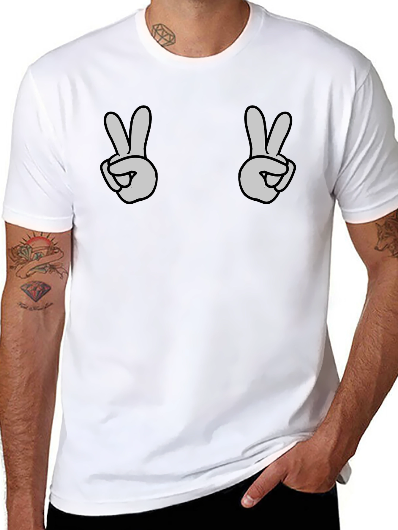 Peace Sign Graphic Tee - Black Casual Shirt