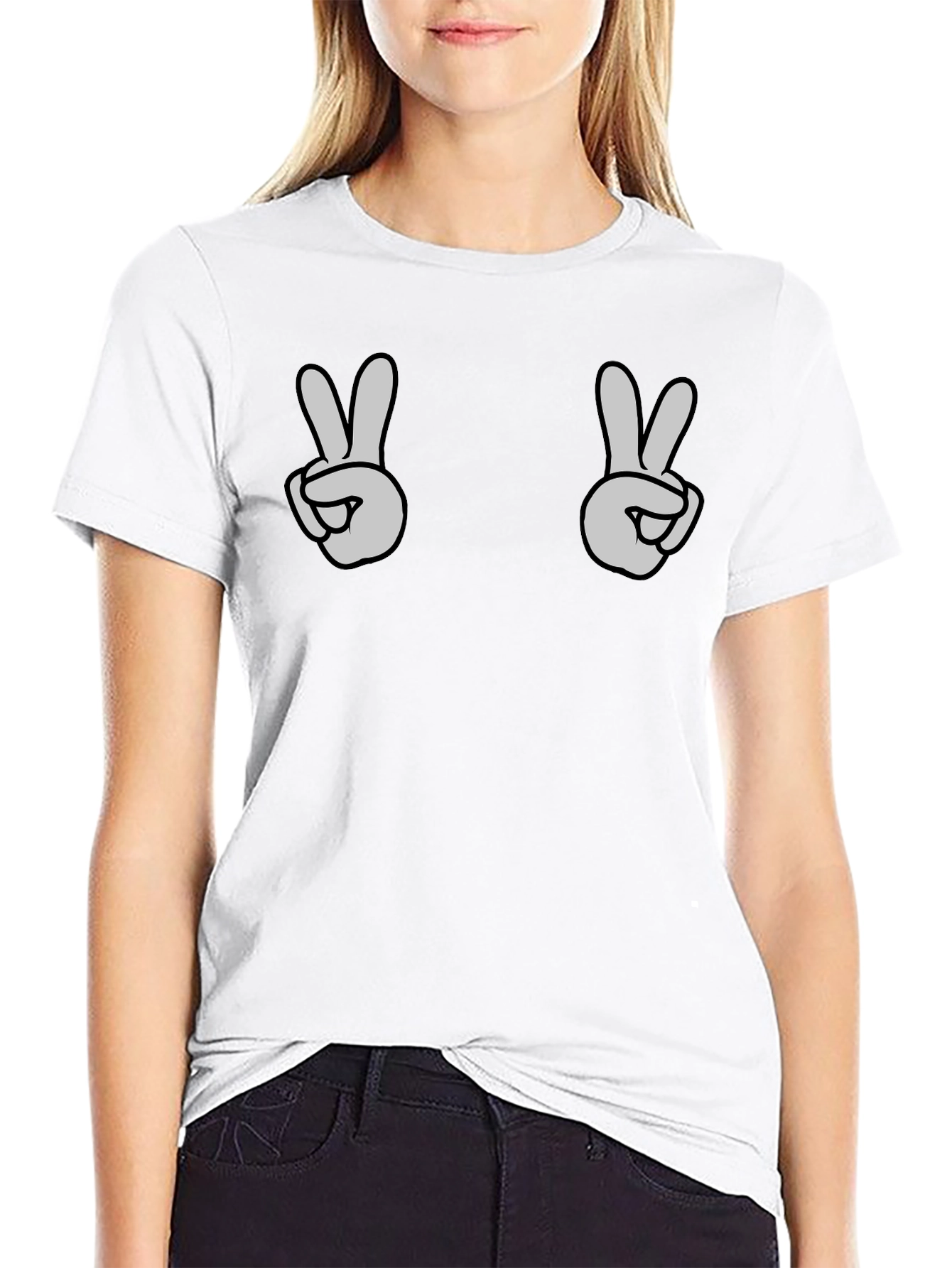 Peace Sign Graphic Tee - Black Casual Shirt