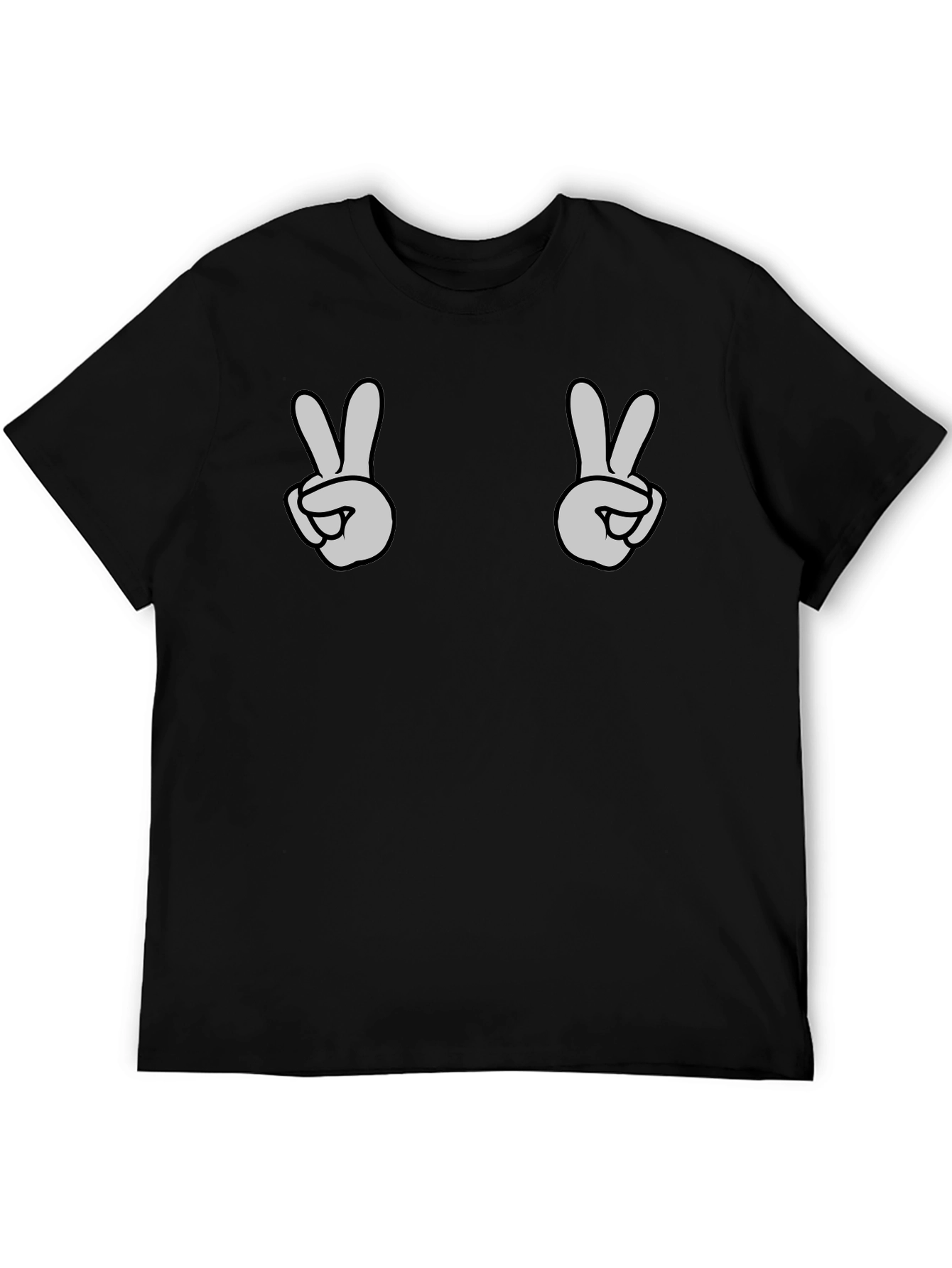 Peace Sign Graphic Tee - Black Casual Shirt