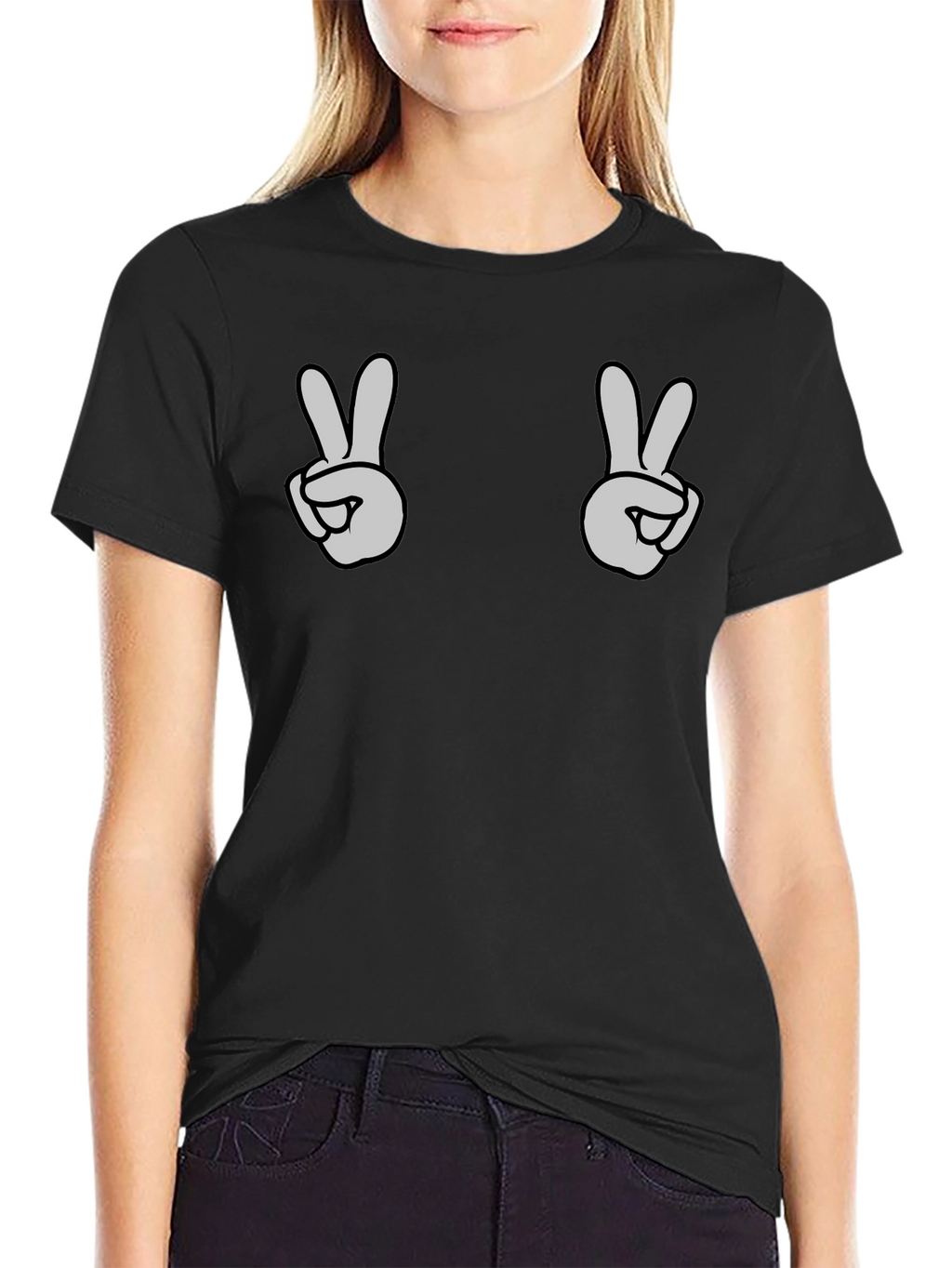 Peace Sign Graphic Tee - Black Casual Shirt