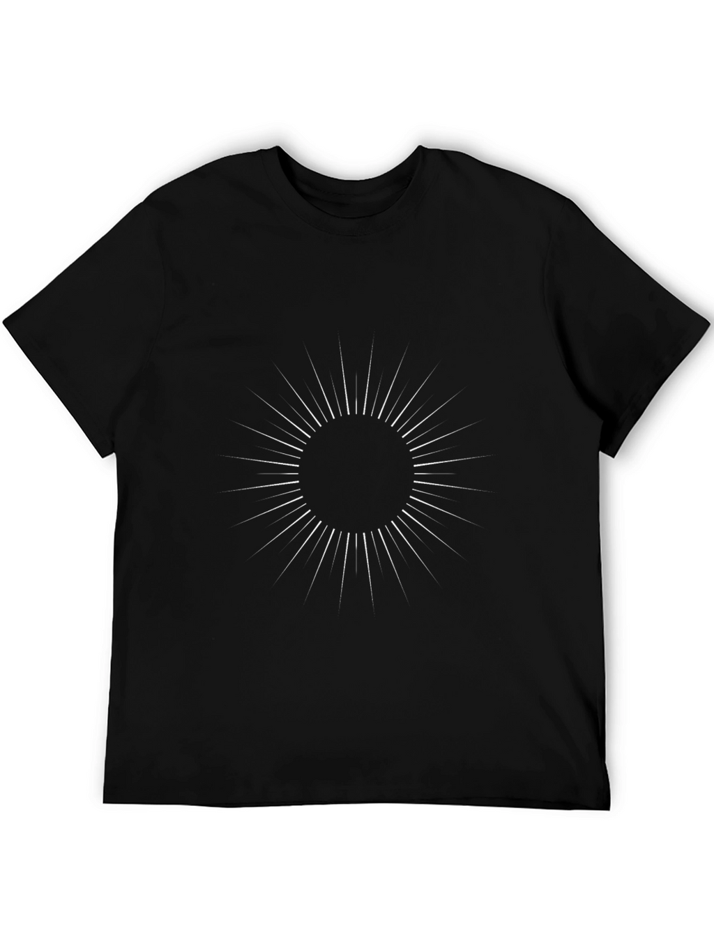 Black T-Shirt with Sun Rays Design